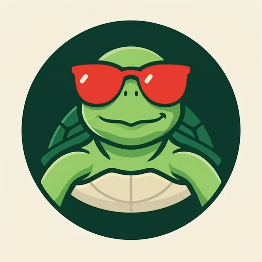 La tortuga de Vision Design con sus gafas rojas
